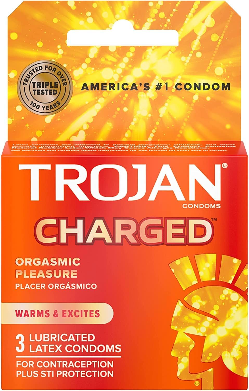 Trojan Charged Condoms 3 Latex Condoms B8829