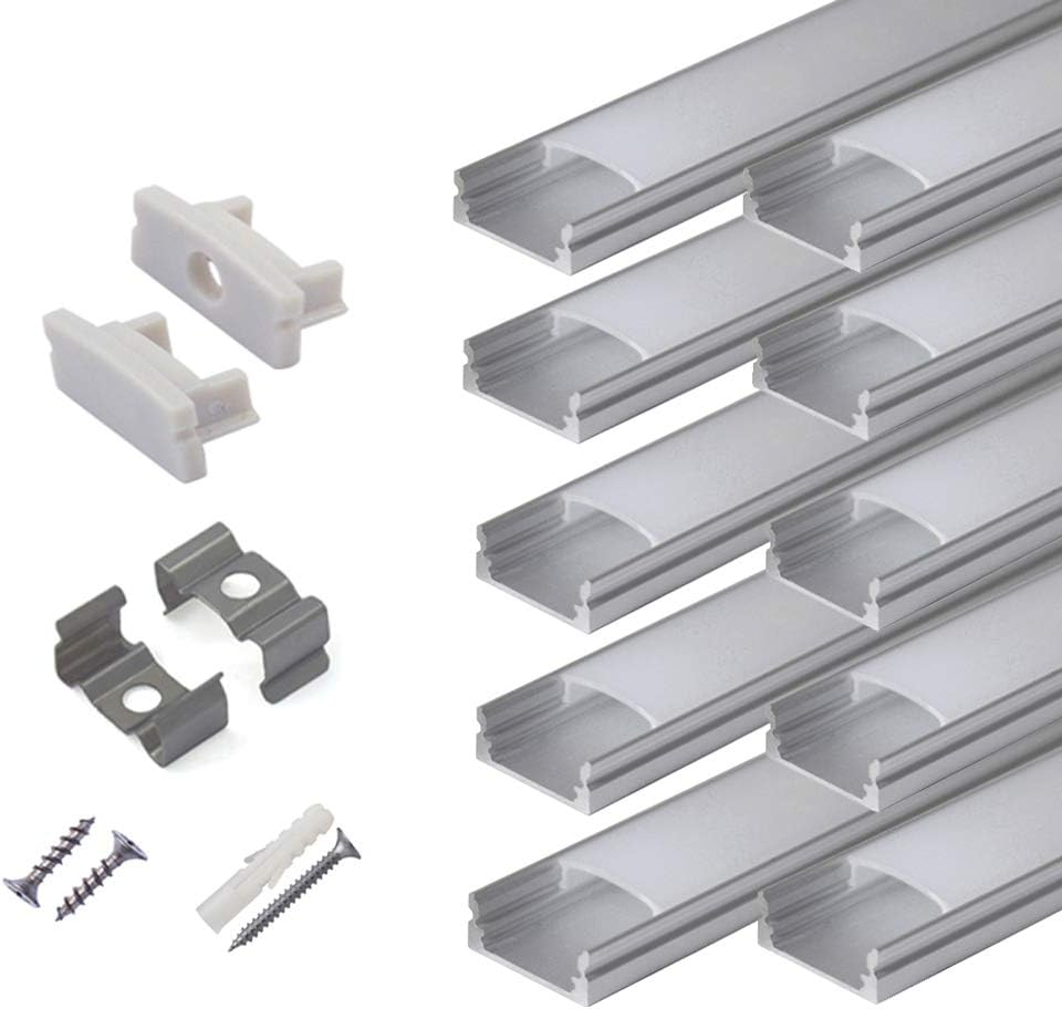 10-Pack 6.6ft U Shape LED Aluminum Channel System with Milky Cover V906232