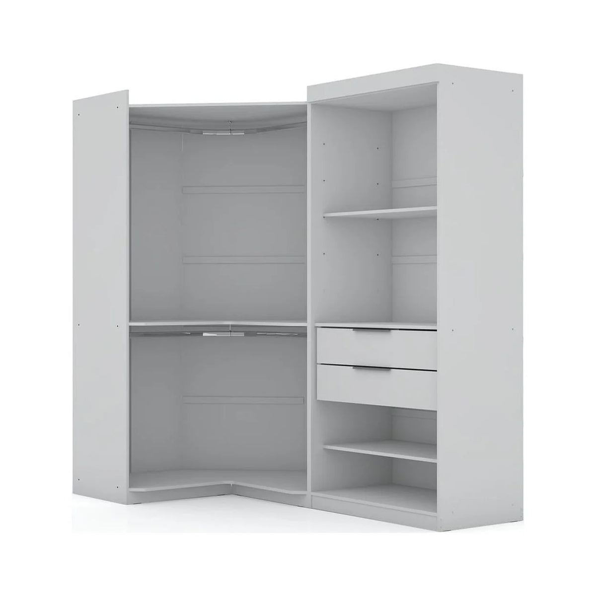 White Set of 2 Corner Wardrobe Closet with 2 Drawers U749999