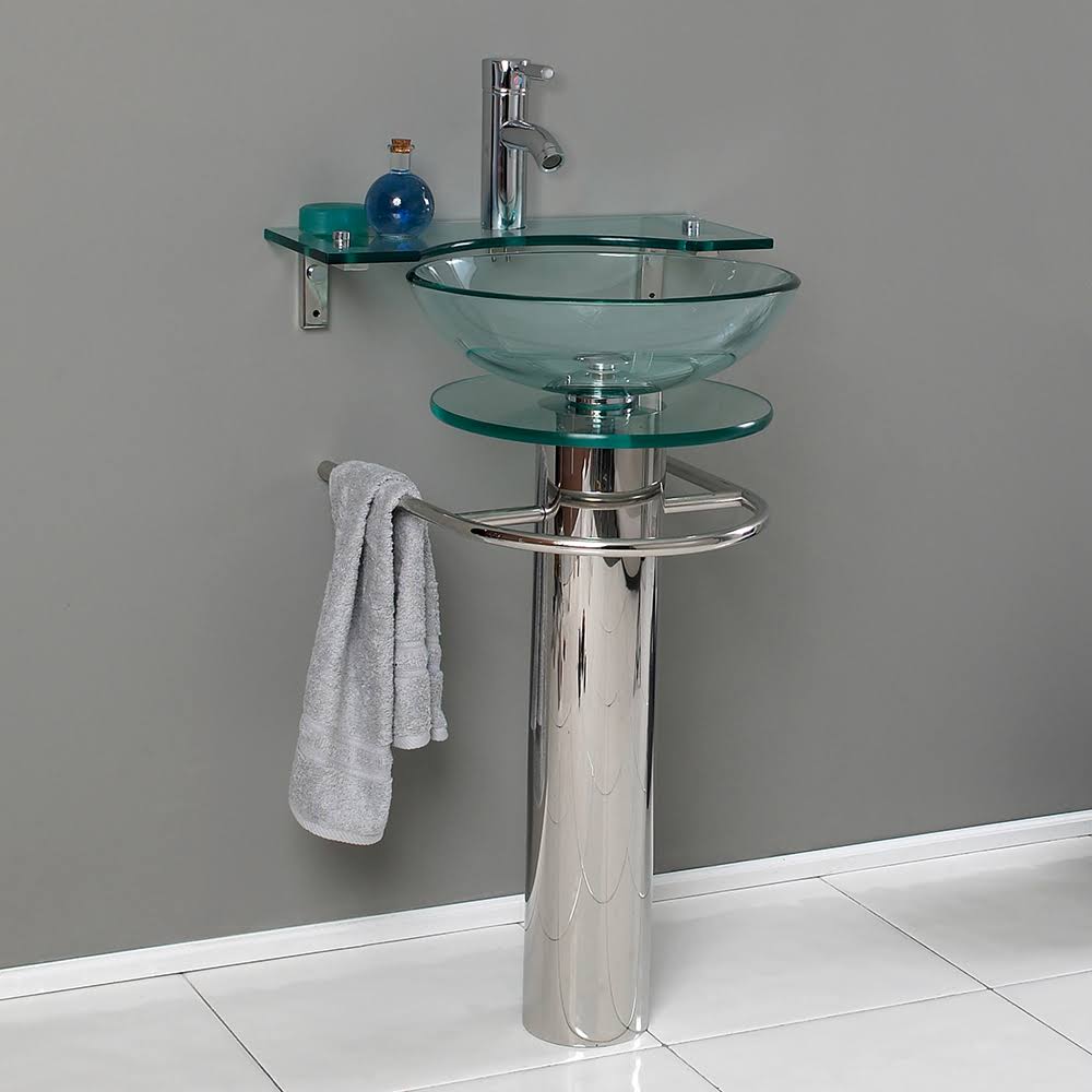 Modern Glass Bathroom Pedestal J12602