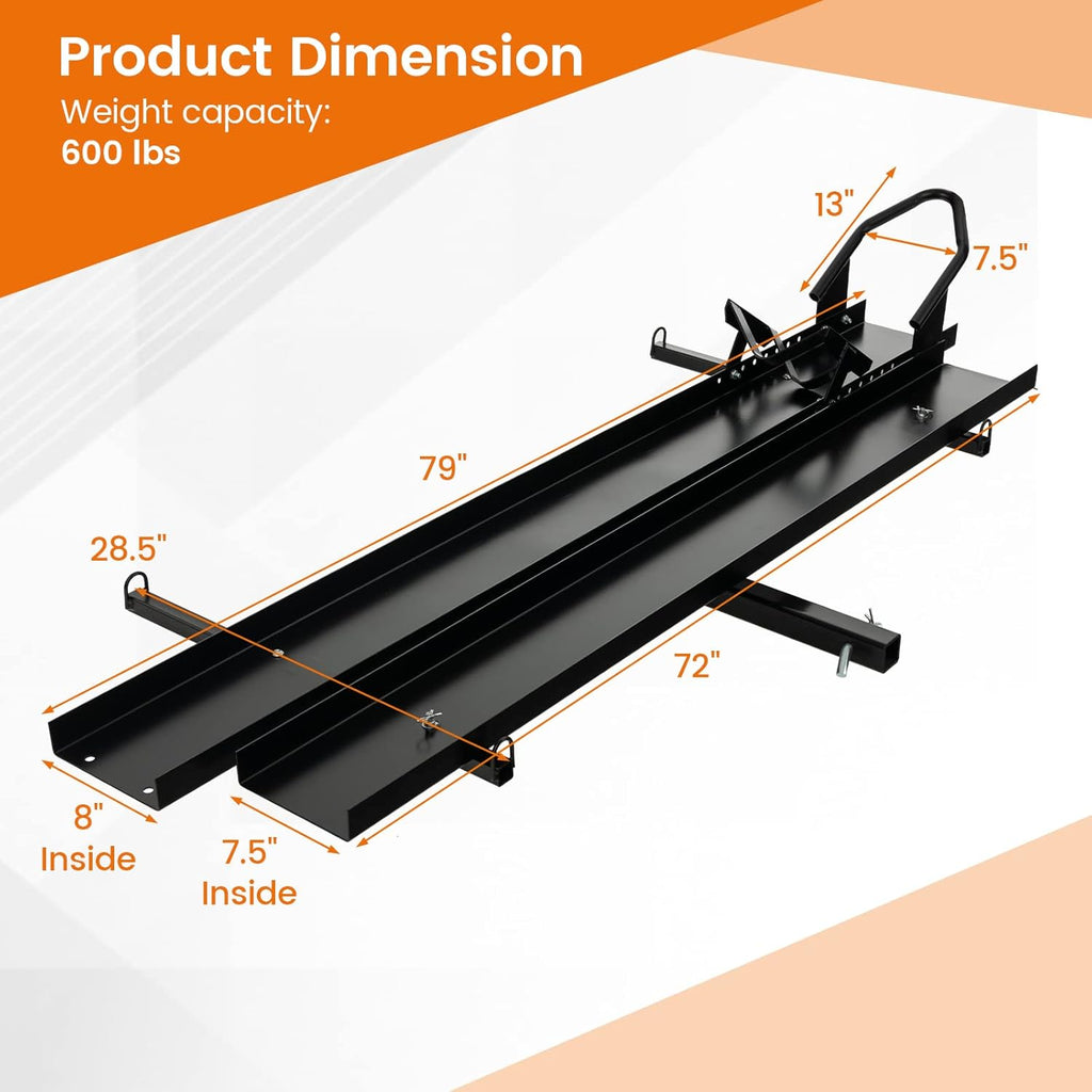 Heavy Duty Steel Motorcycle Carrier with Loading Ramp, Wheel Chock & 2 Straps N54503