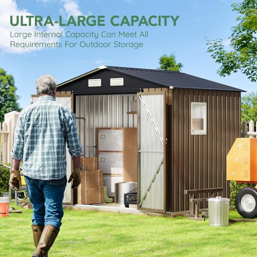 Brown Outdoor Steel Storage Shed O267