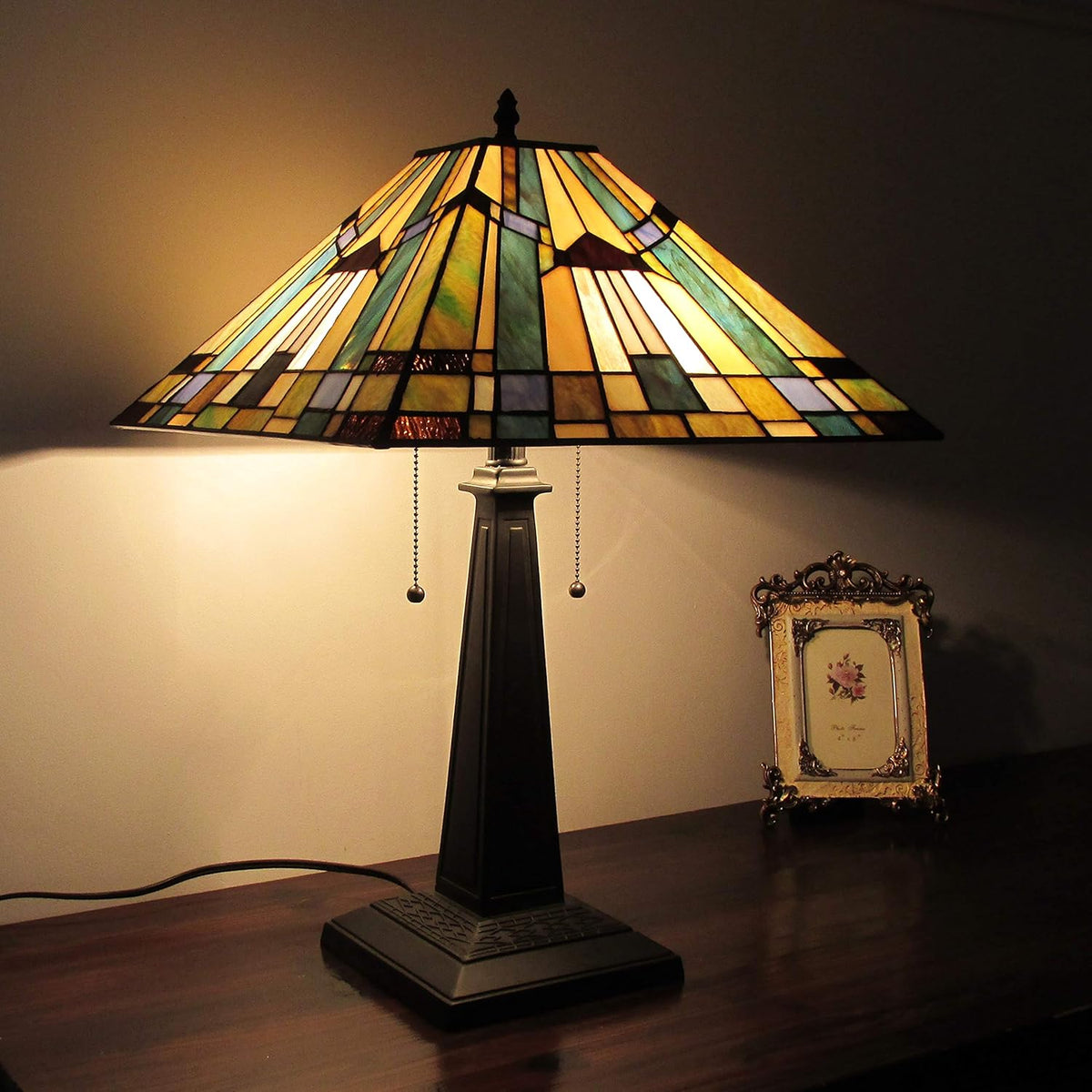 2 Light Mission Table Lamp 16" Shade V8328