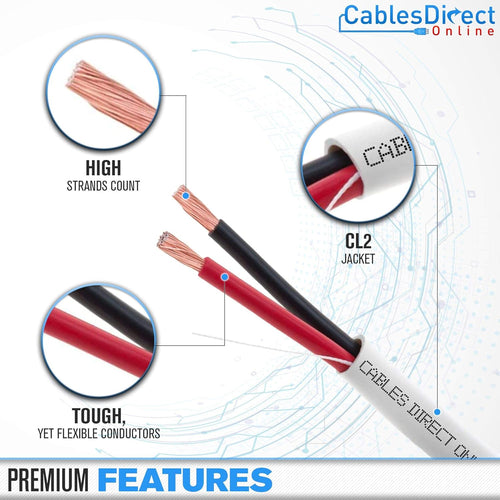 100ft 18AWG 2 Conductors CL2 Rated Speaker Cable Wire C88512
