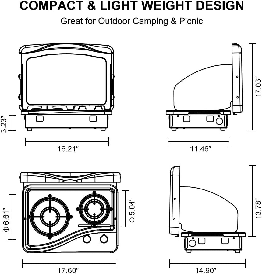2 Burner Stainless Steel Propane Gas Cooktop M617583