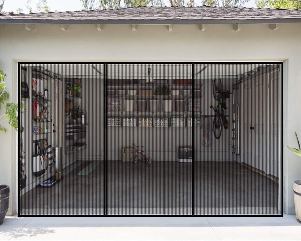 2 Car 16 x 7 Ft Retractable Magnetic Garage Door Screen Z15296