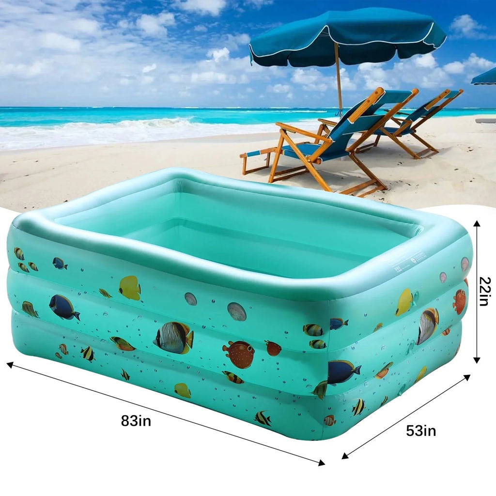 Inflatable Pool, 6.9 x 5 x 1.8 ft Rectangular Z367
