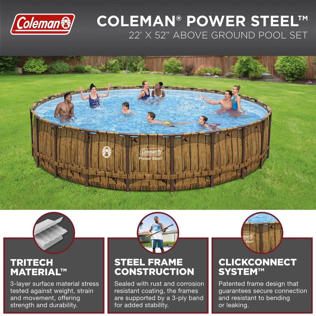 Round Metal Frame Above Ground Pool Set D751