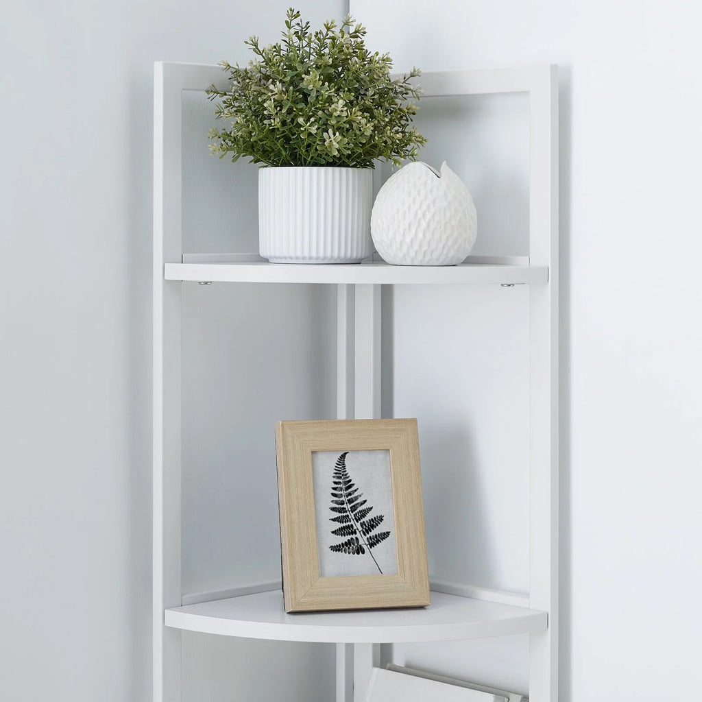 5 Tier White Corner Bookcase Shelf A72060