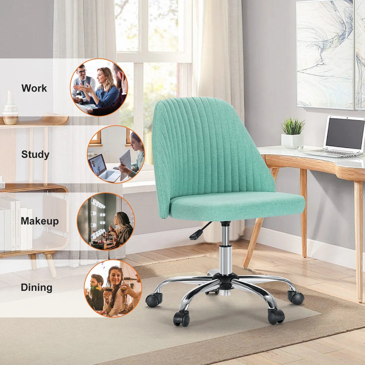 Armless Home Office Desk Chair with Wheels P83900
