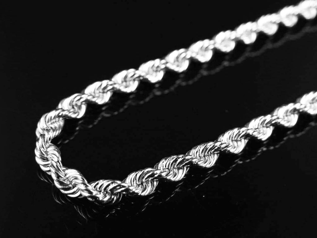 10K White Gold Hollow Rope Chain 2.5MM 18-28 Inches F787