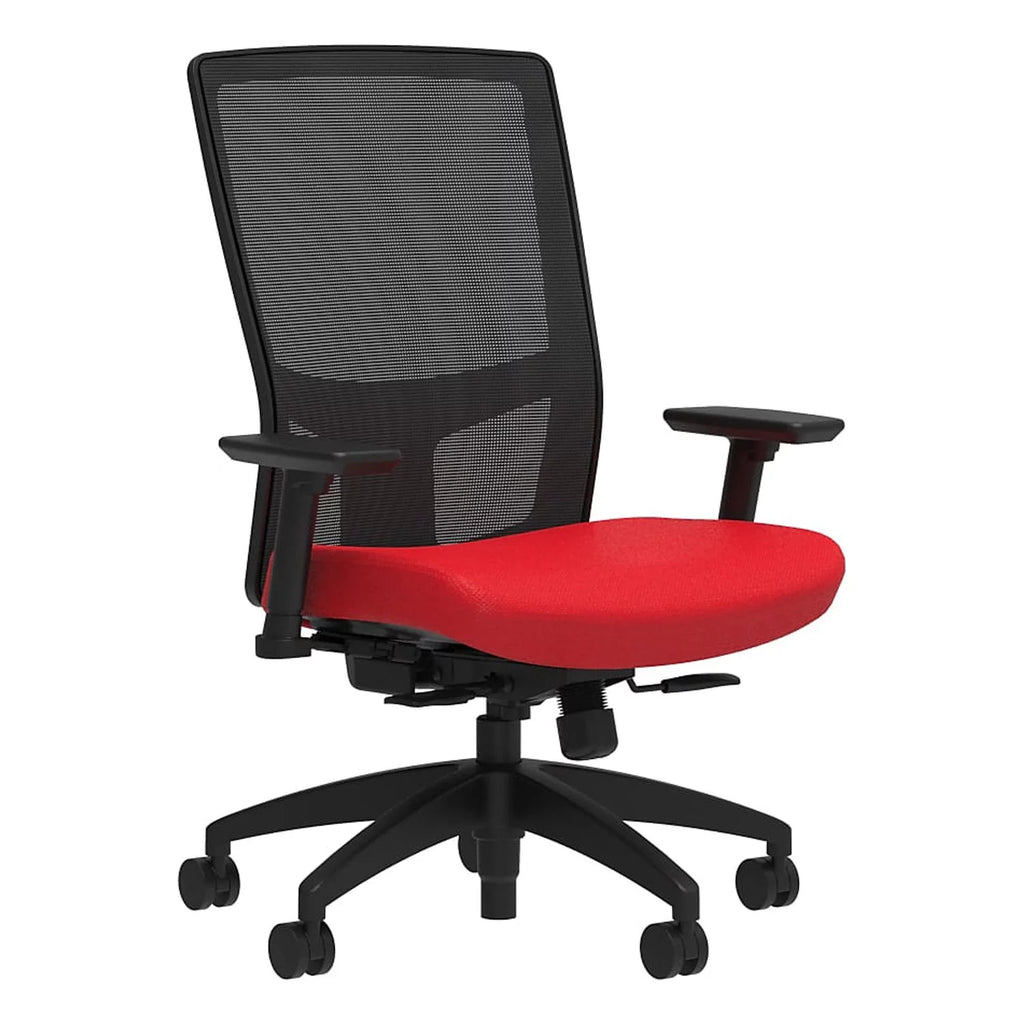 Fabric Task Chair Ruby Red Integrated Lumbar 2D Arms M521