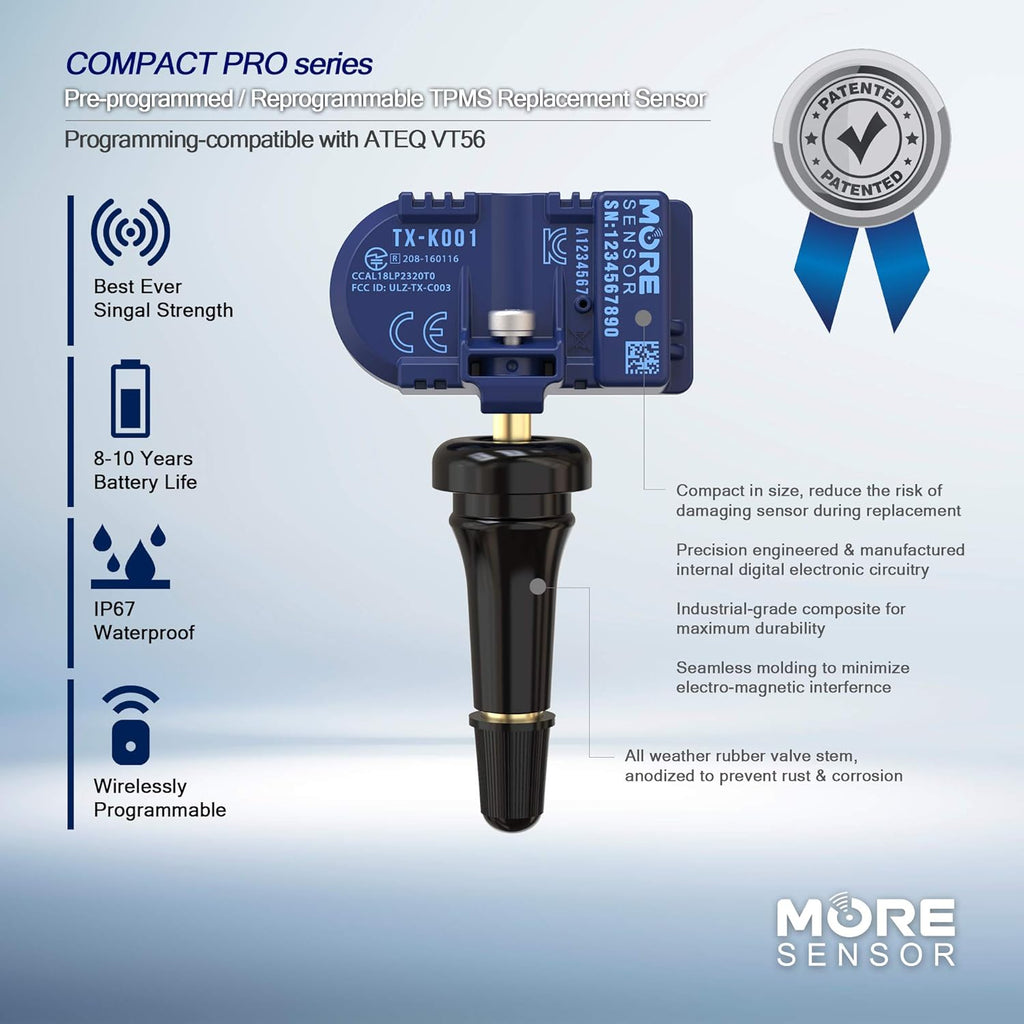 Compact 433MHz TPMS Tire Pressure Sensor 4-Pack Q73662