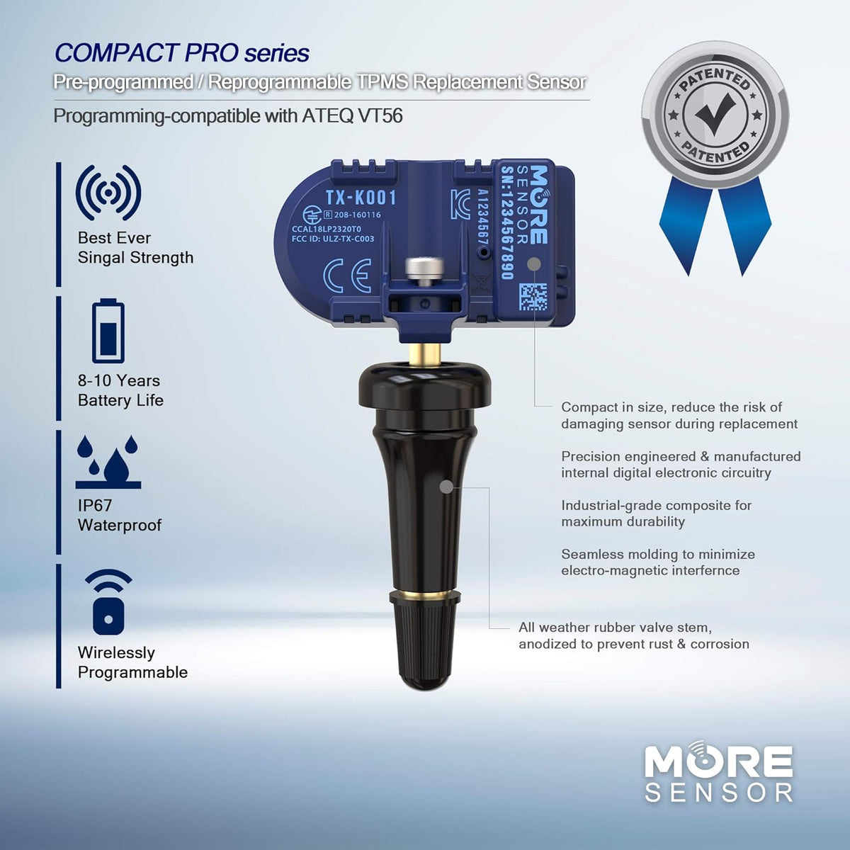 Compact 433MHz TPMS Tire Pressure Sensor 4-Pack Q73662