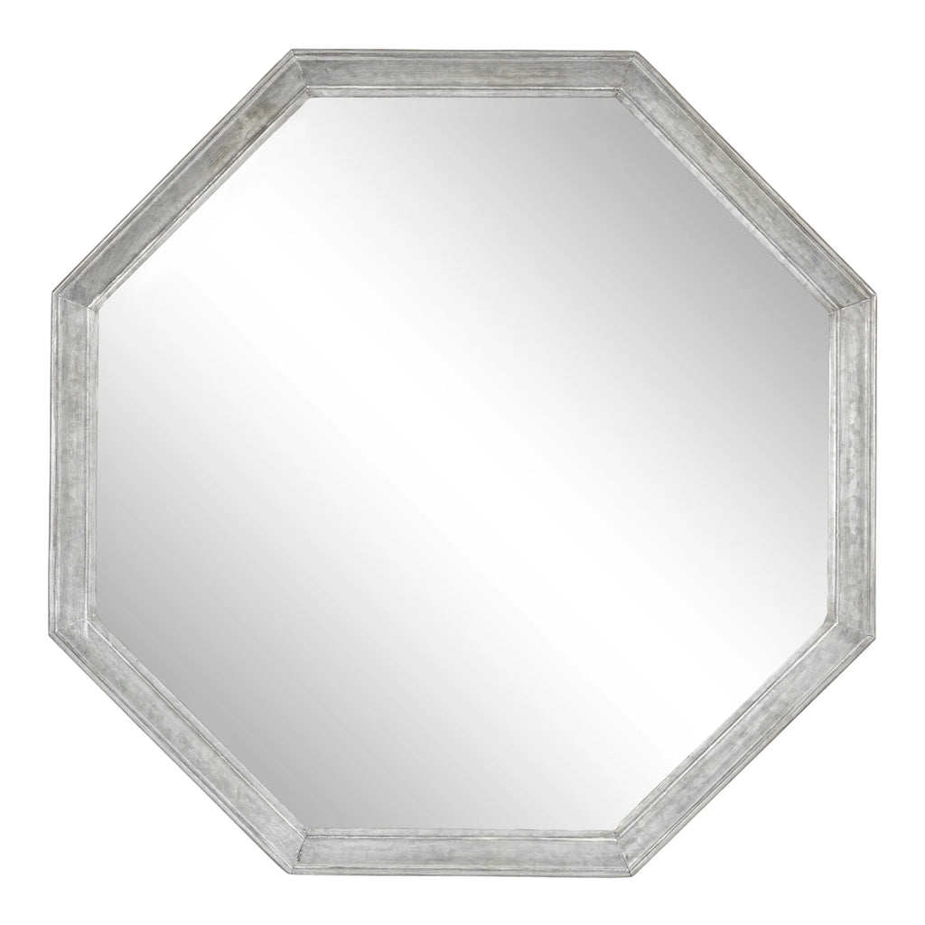 Vintage Galvanized Metal Octagon Wall Mirror, 26 x 26, Silver S675