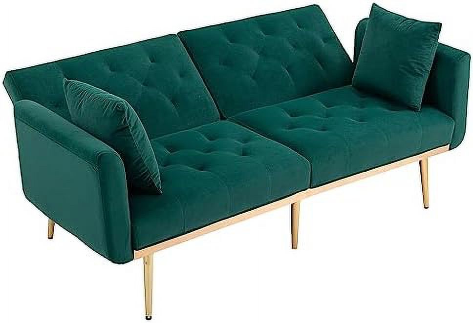 Peach Velvet Loveseat with 7 Gold Metal Legs G999652