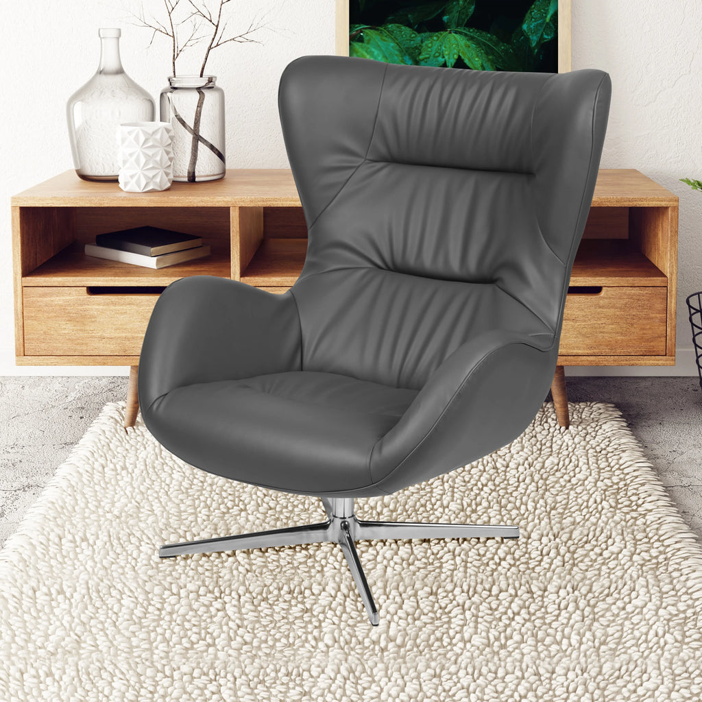 Gray LeatherSoft Swivel Wing Chair Y995312