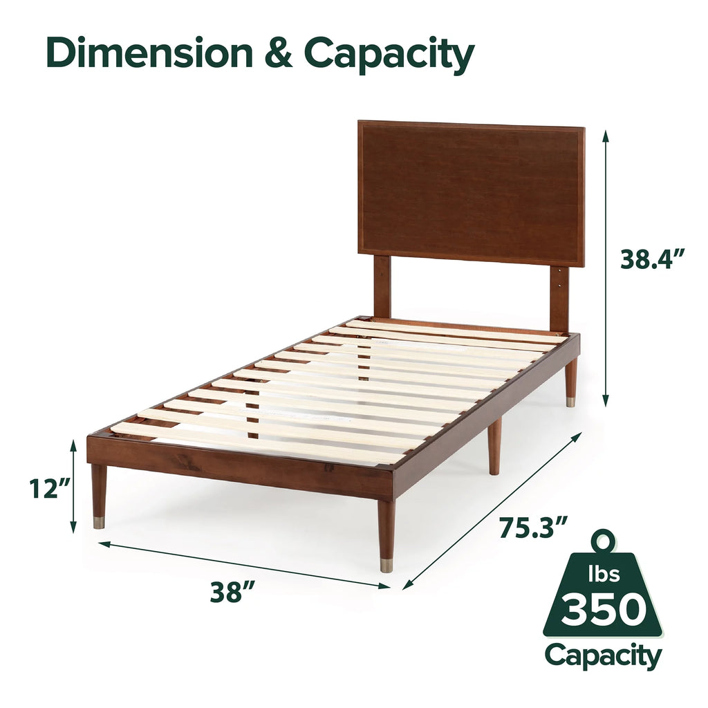 Queen Wood Platform Bed Frame with Adjustable Headboard G351