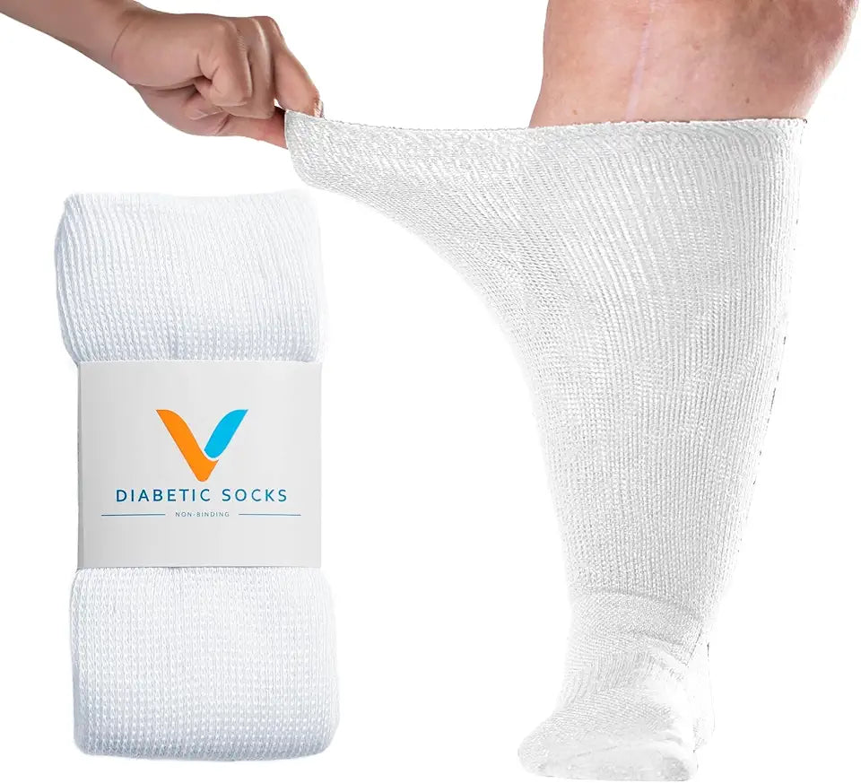 White X-Large Non Binding Seamless Diabetic Socks V7697