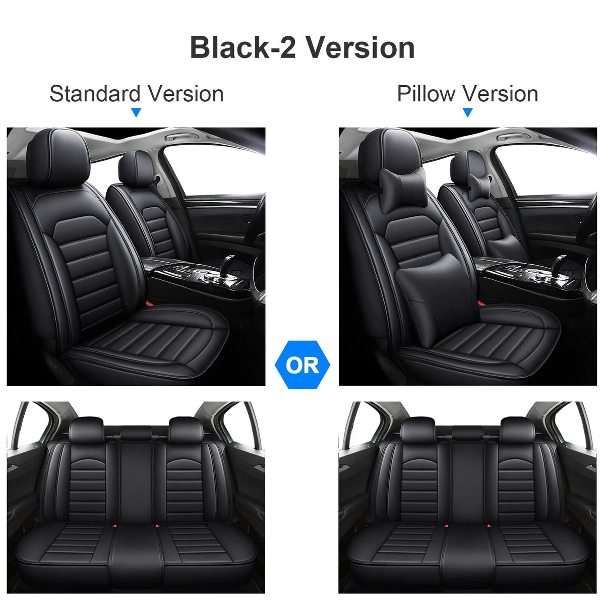 Black Waterproof Pu Leather Full Set Car Seat Covers X900