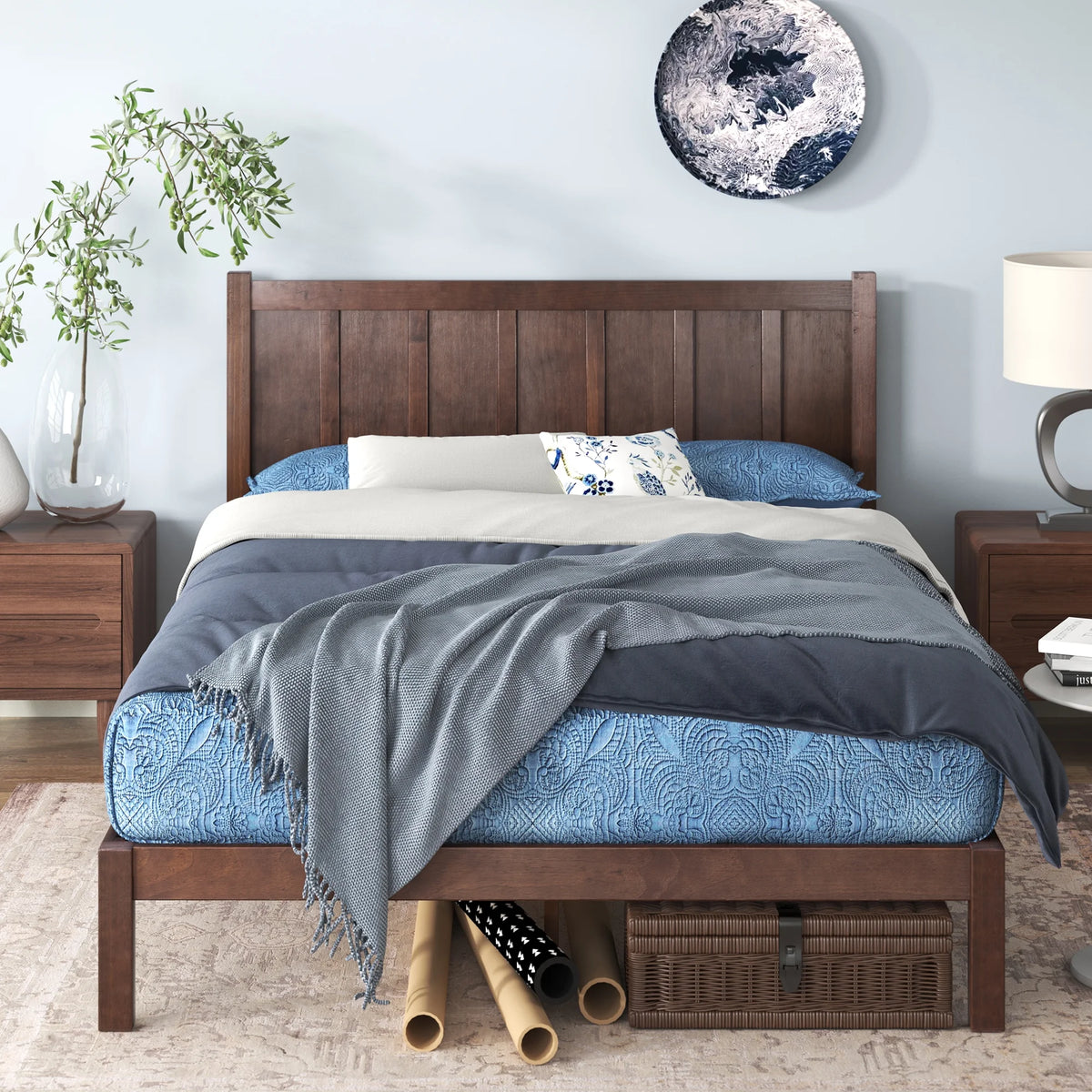 Queen Acacia Wood Platform Bed Frame E19456