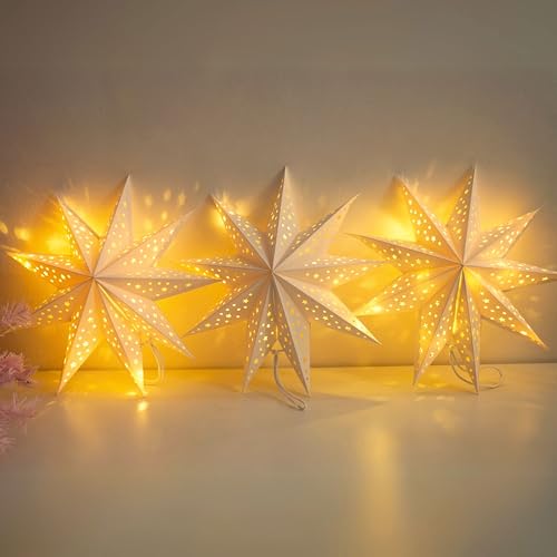 3PCS White 13.78 inch Foldable Paper Star Lantern I631724