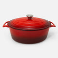 6 Qt Red Enamel Cast Iron Casserole Pan I796401