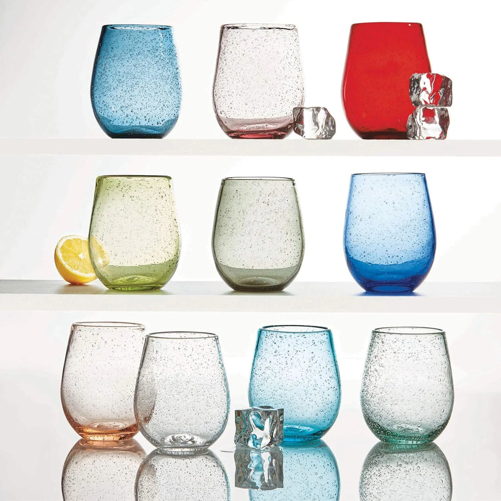 Red 16 Oz. Bubble Glass Stemless Wine Glassware P563357