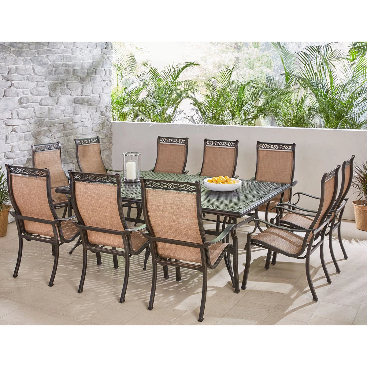 11-Piece Dining Set with 10 Sling Chairs and 60" x 84" Dining Table U522472
