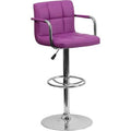 Mid Back Quilted Adjustable Height Swivel Bar Stool Y580047