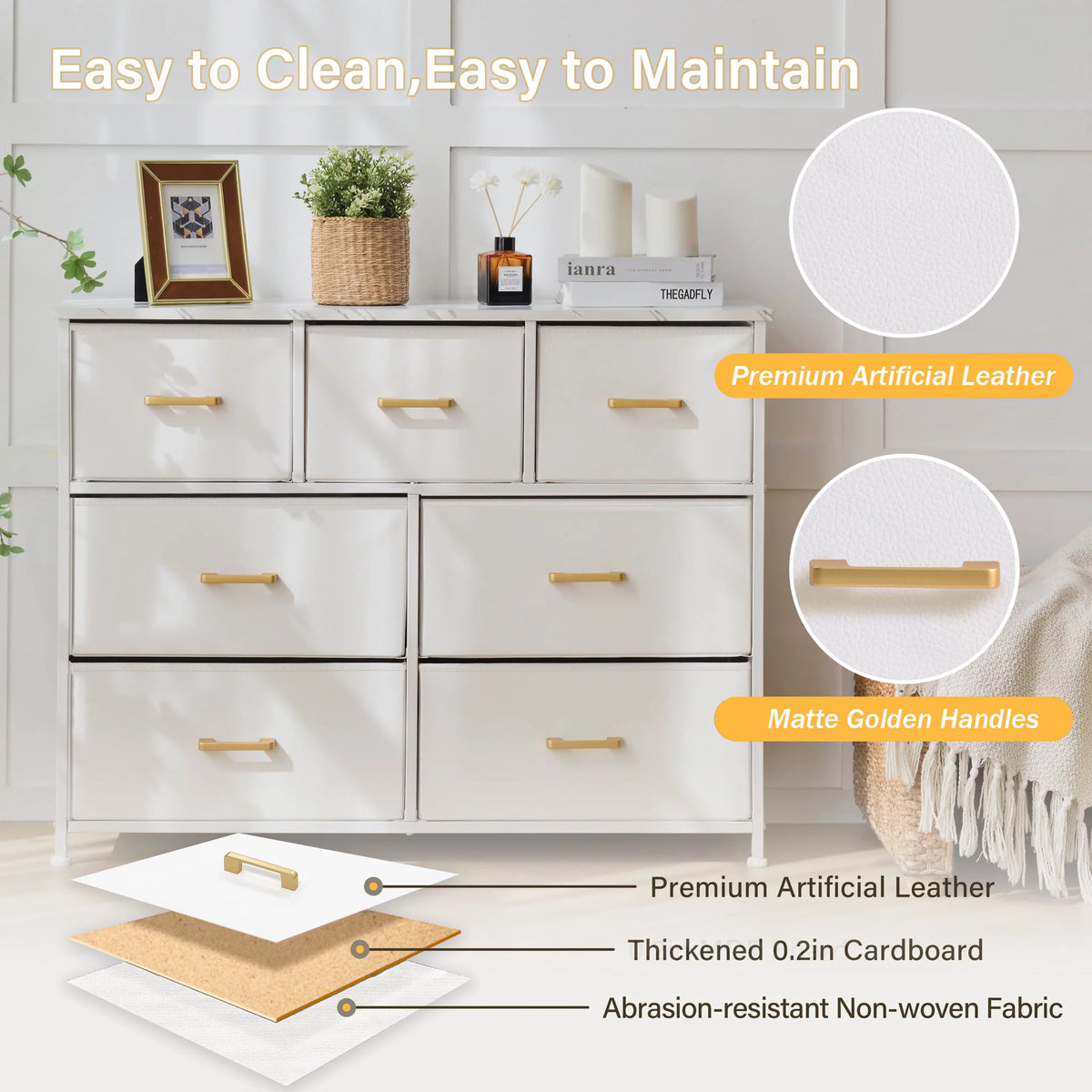 White 7 Drawer Dresser Chest Storage Organizer G26745