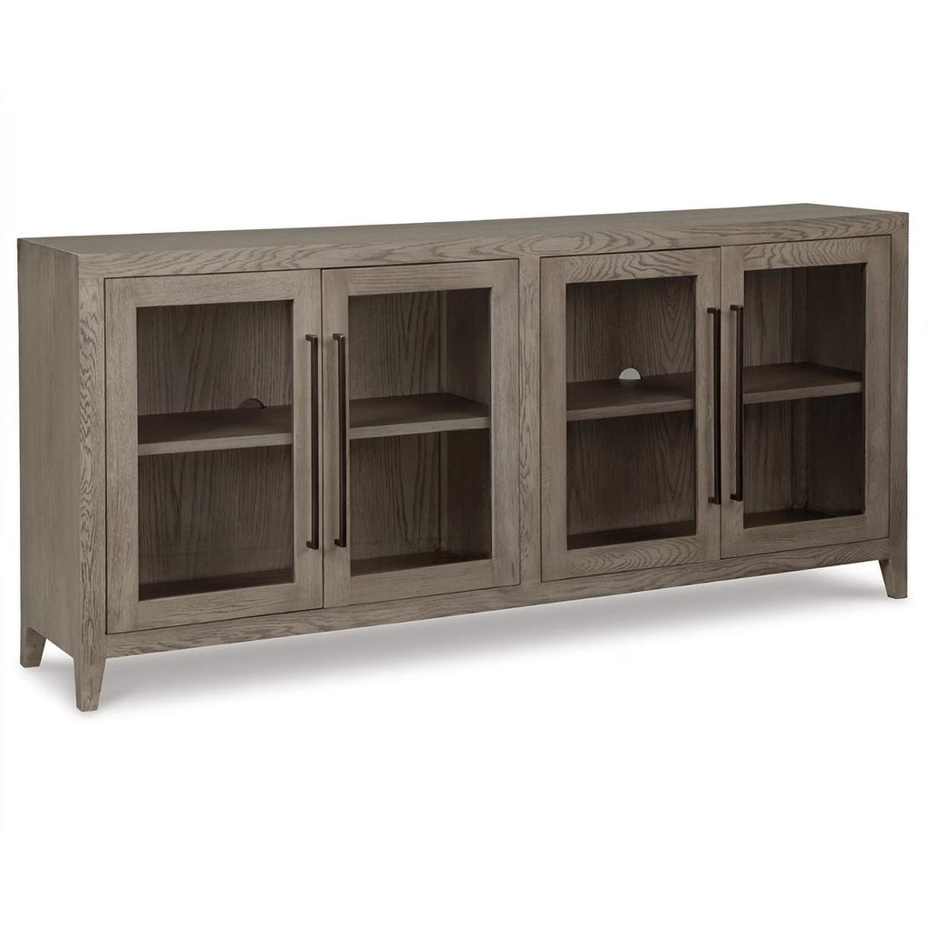 4-Door Wood Accent Cabinet in Antiqued Light Gray W95801