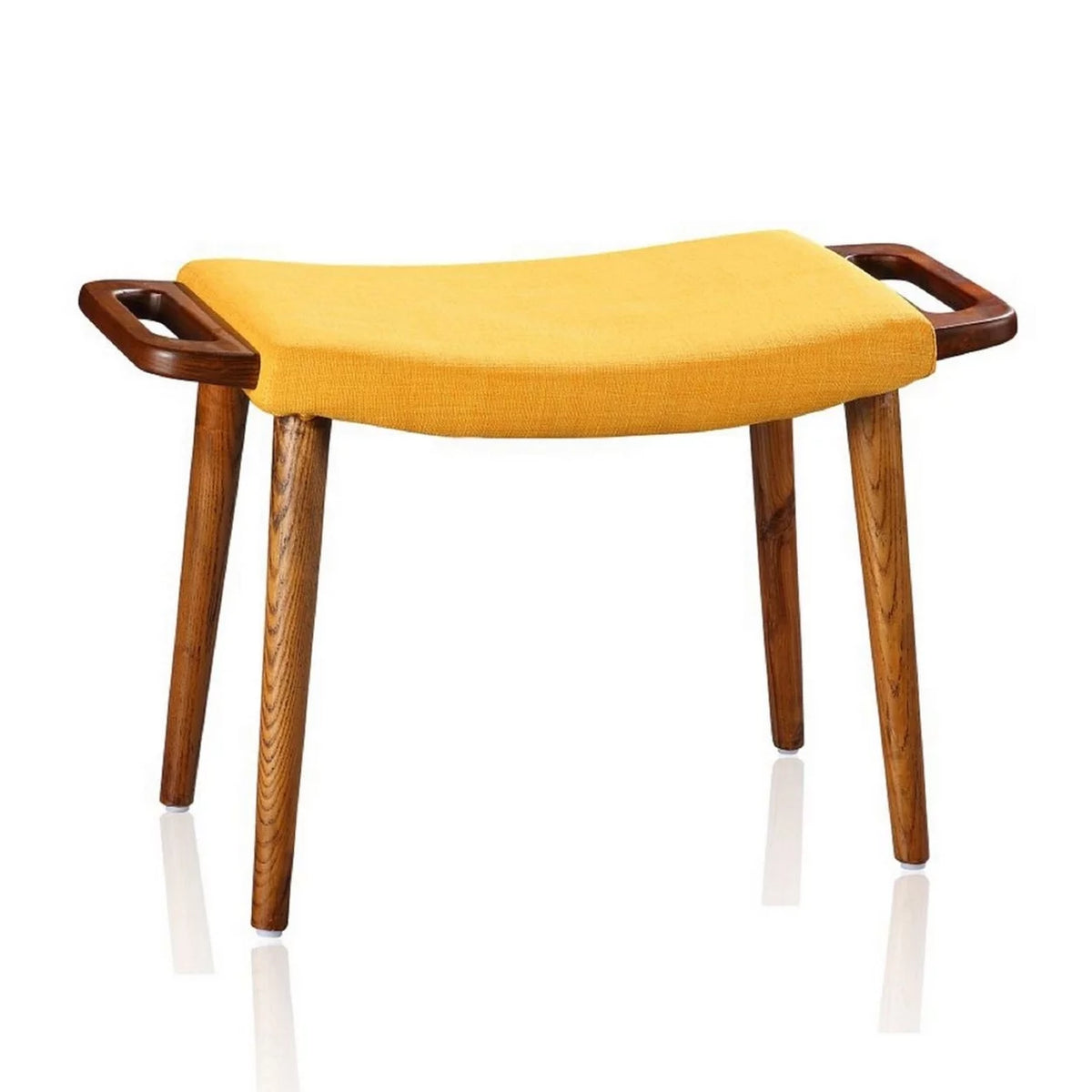 Yellow and Walnut Accent Chair and Ottoman I48929