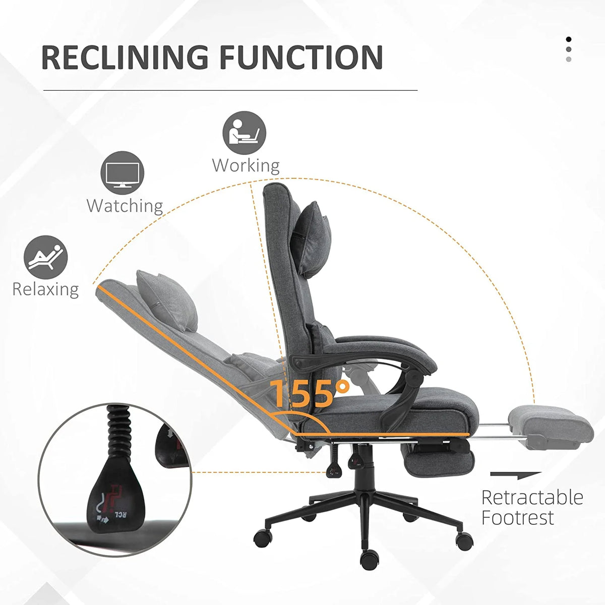High Back Reclining Office Chair with Footrest and Headrest P183452
