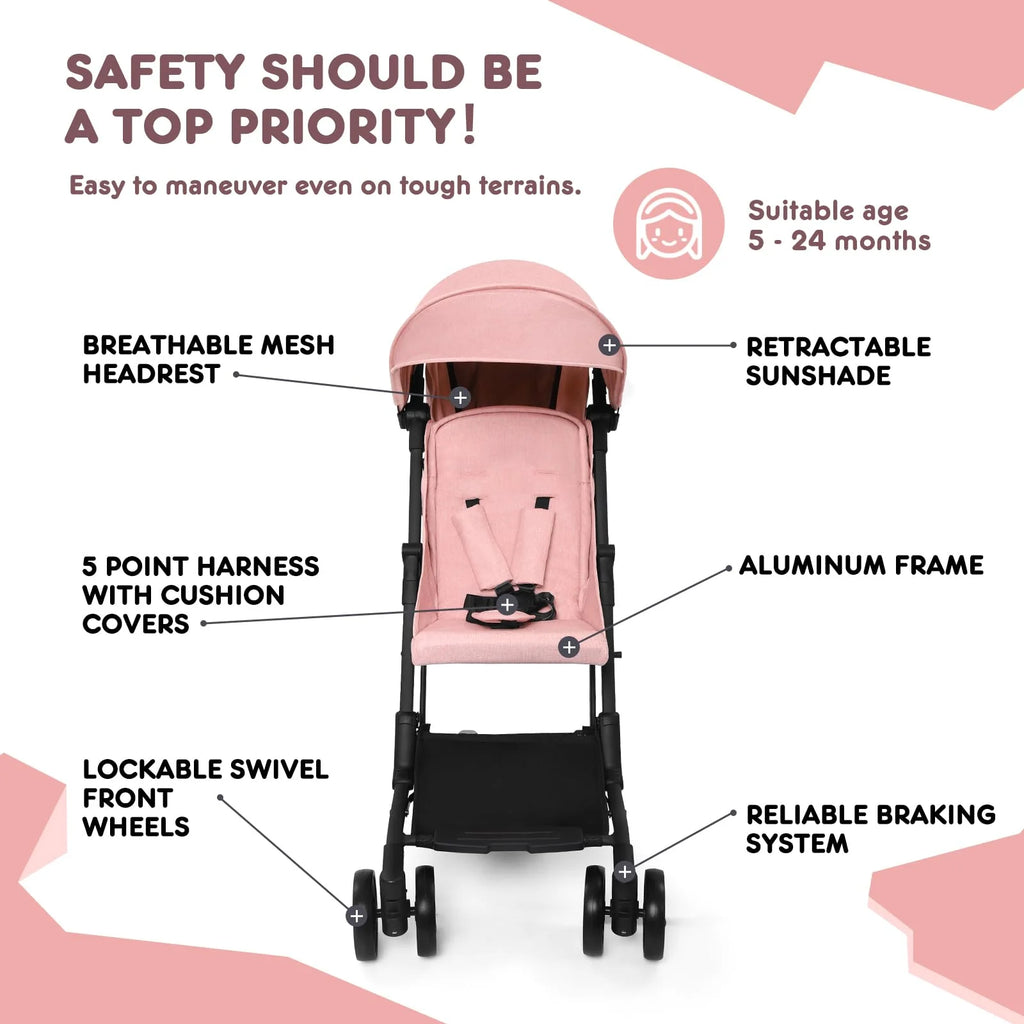 Lightweight Compact Umbrella Stroller Pink H152788