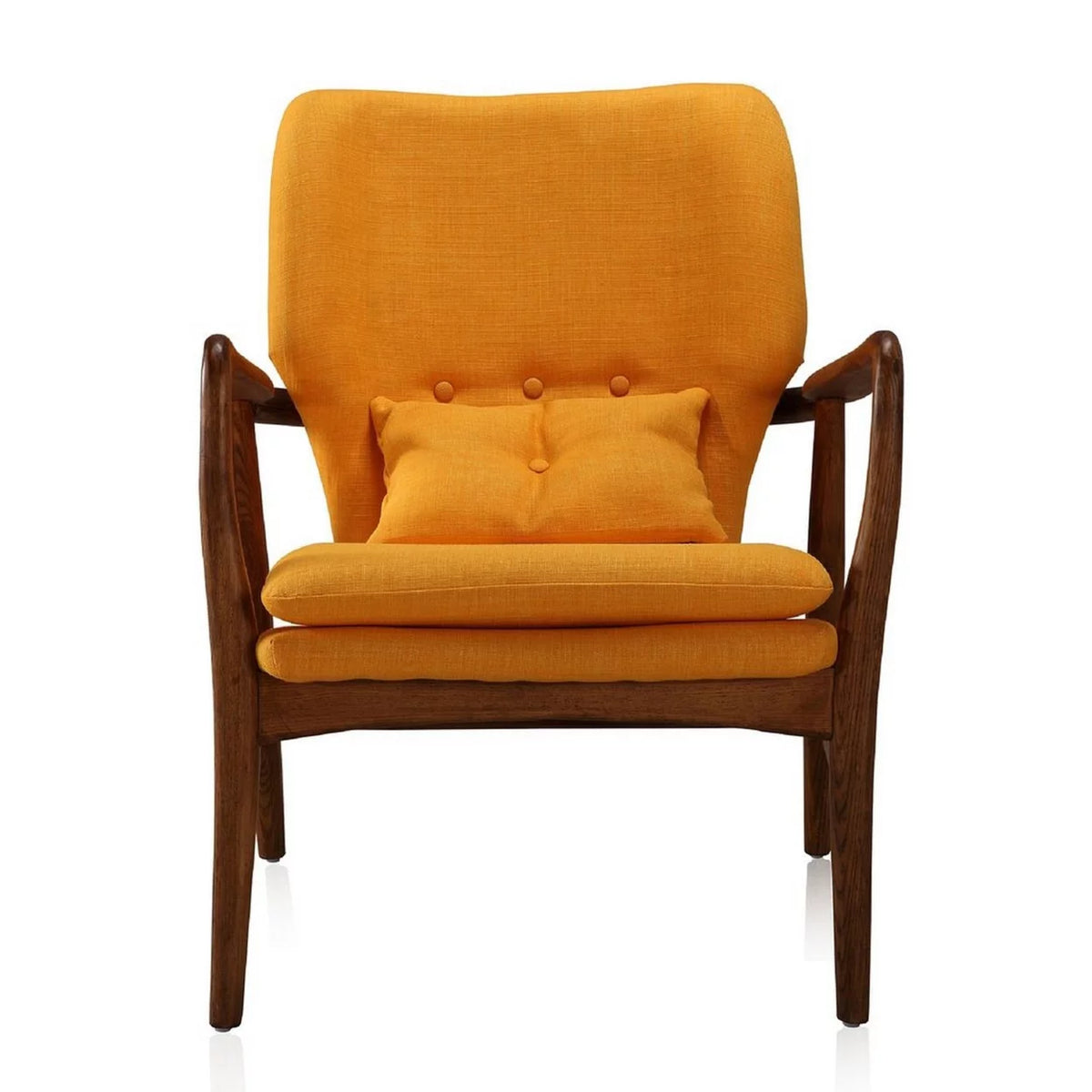 Yellow and Walnut Accent Chair and Ottoman I48929
