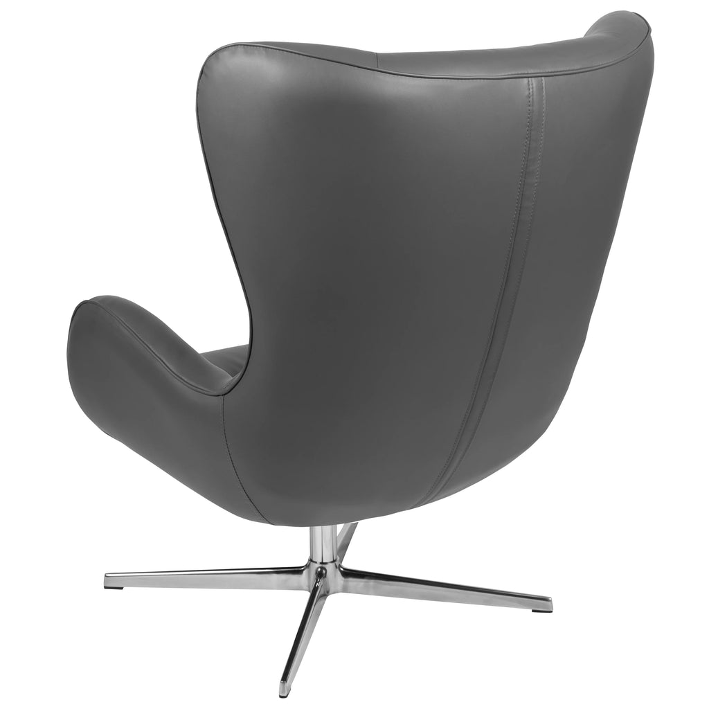 Gray LeatherSoft Swivel Wing Chair Y995312