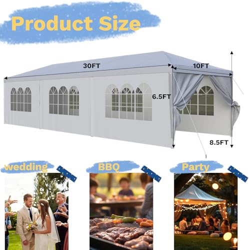 10'x30' Waterproof Party Tent Canopy with Removable Sidewalls W588962