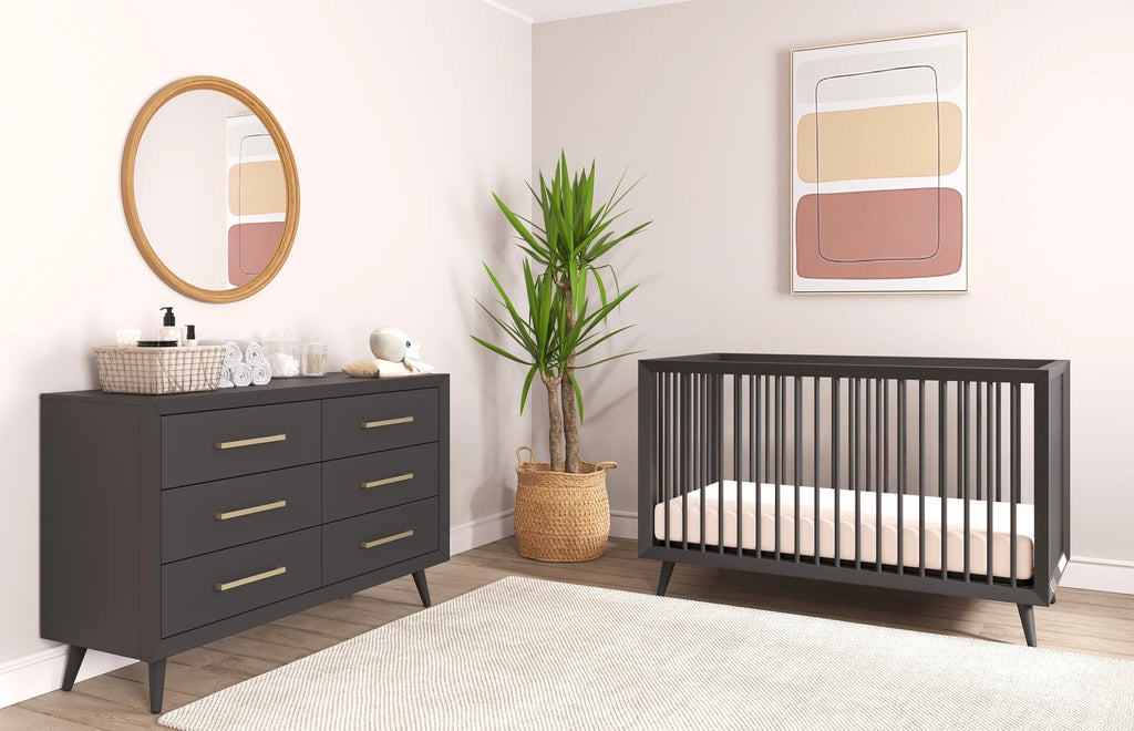 2-Piece Nursery Set with 4-in-1 Convertible Crib and 6-Drawer Double Dresser U5644