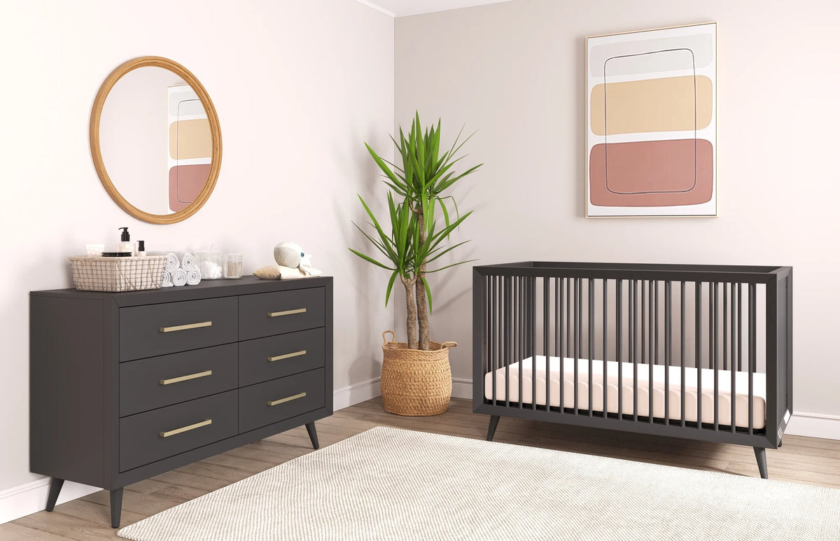 2-Piece Nursery Set with 4-in-1 Convertible Crib and 6-Drawer Double Dresser U5644
