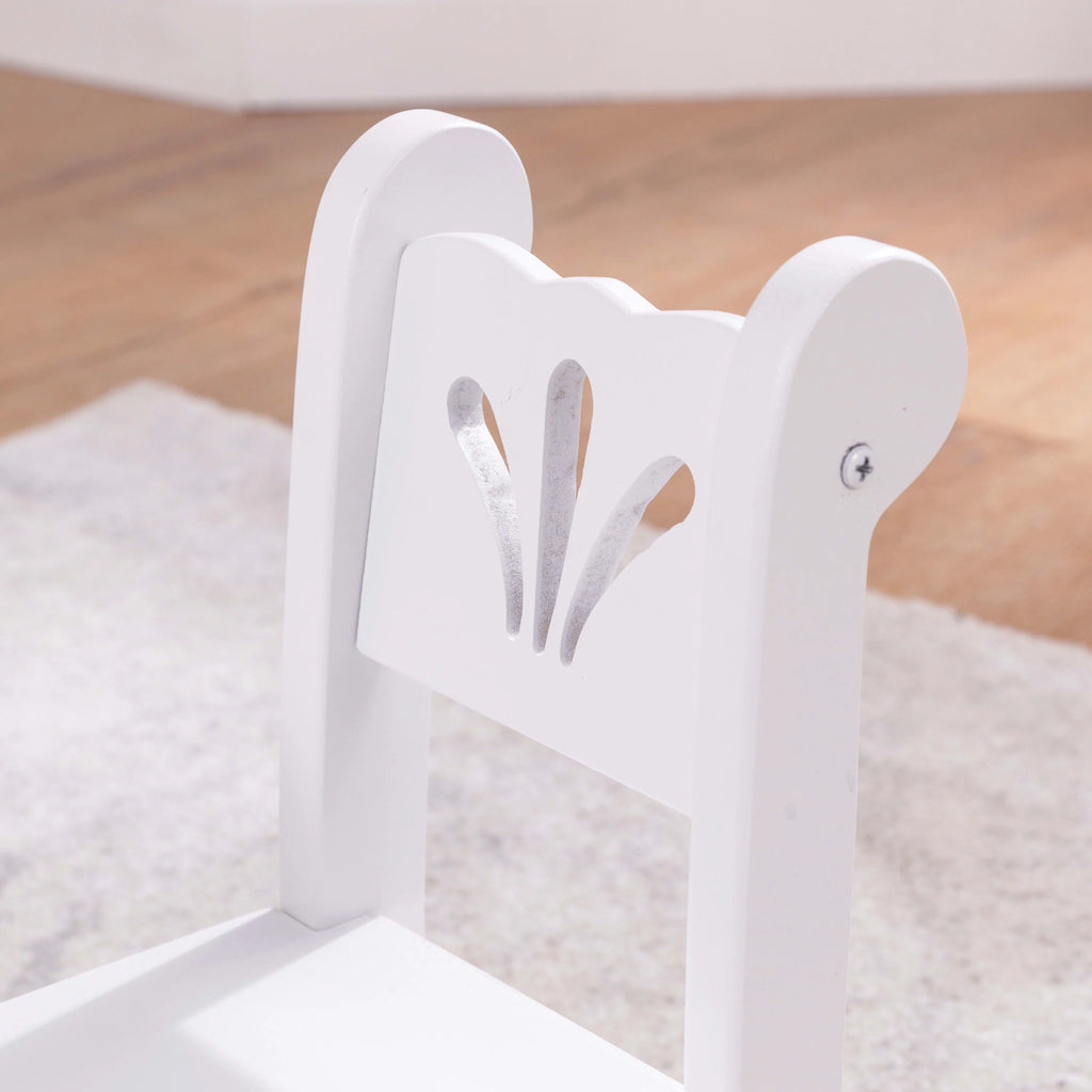 White Wooden Doll Table & Chair Set S553