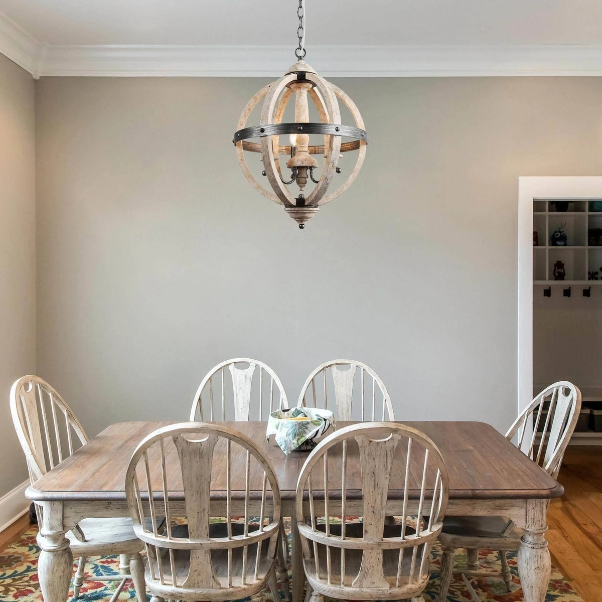 Farmhouse 3-Light Wood Chandelier H49616