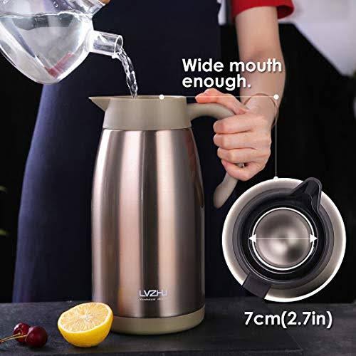 Stainless Steel Thermal Coffee Carafe 2 Liter Double Walled Insulated Vacuum Flask N67502