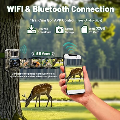 Trail Camera Bluetooth 2000mAh Rechargeable Night Vision 48MP Z36248