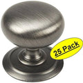 Antique Silver Round Cabinet Hardware Knob with Backplate 25 Pack Q153394