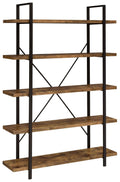 Antique Nutmeg and Black 5-Shelf Bookcase N4984