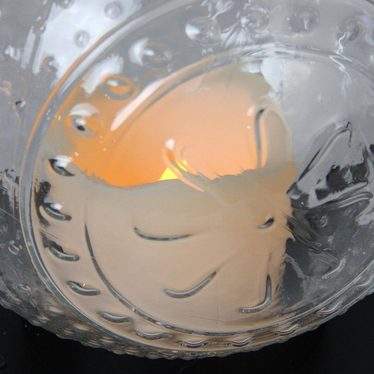 Clear Molded Glass Lantern with Flameless LED Pillar Candle I83218