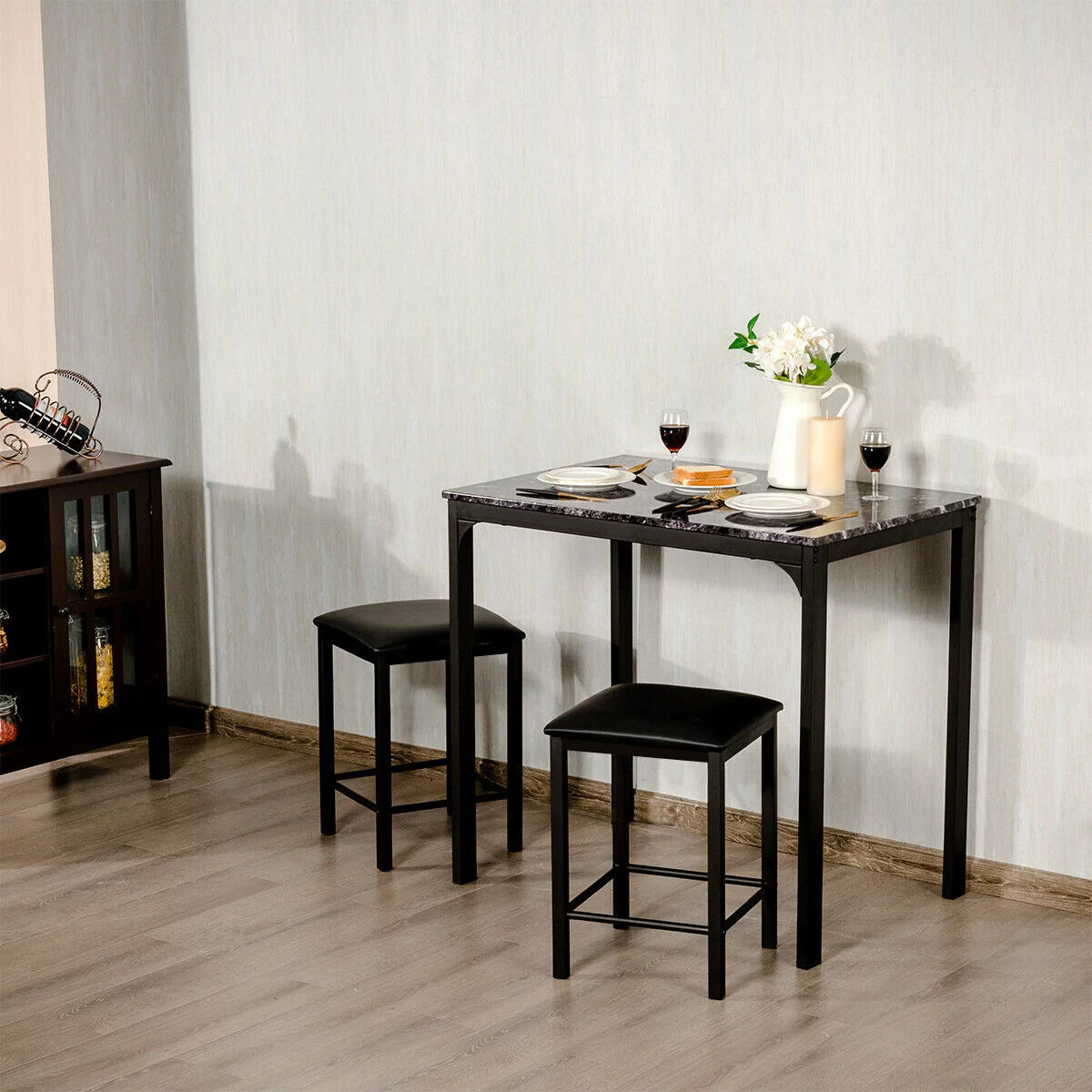 Counter Height Dining Set Faux Marble Table Q39045