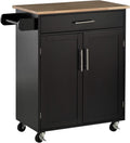 White Kitchen Island Cart with Drawer and Storage Cabinet J27249