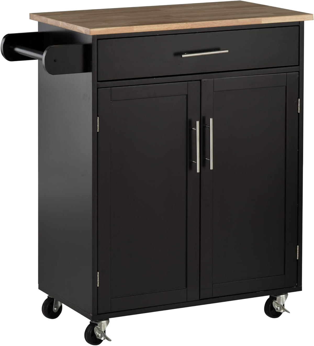 White Kitchen Island Cart with Drawer and Storage Cabinet J27249